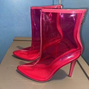 Cape Robbin Fuchsia Transparent Heeled Boots